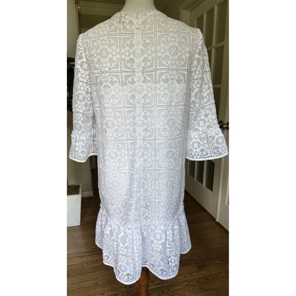 Kate Spade Women's Crochet Lace Flounce Shift Dress $428 White Sz 8 - Picture 8 of 11